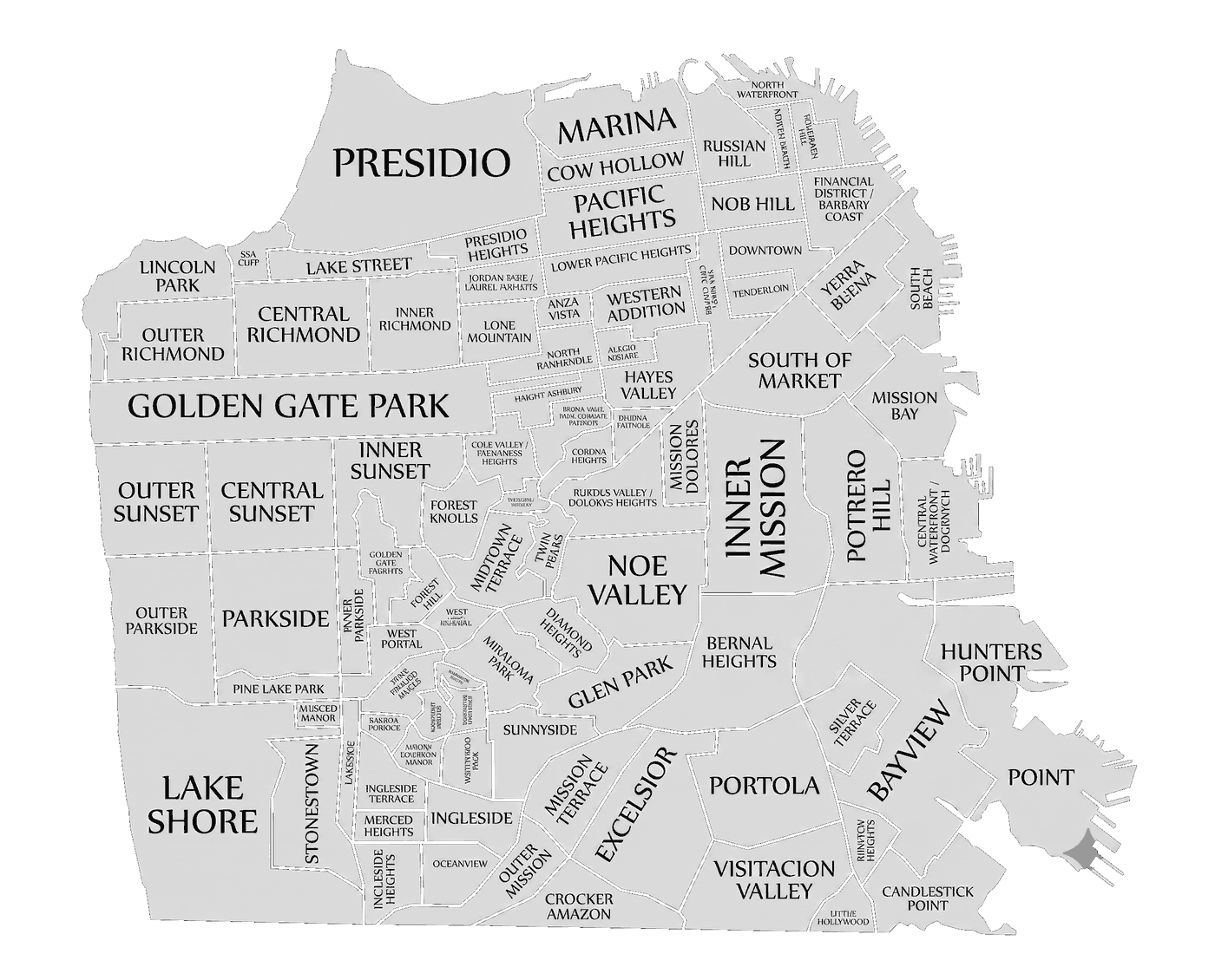 Map of San Francisco subdistricts