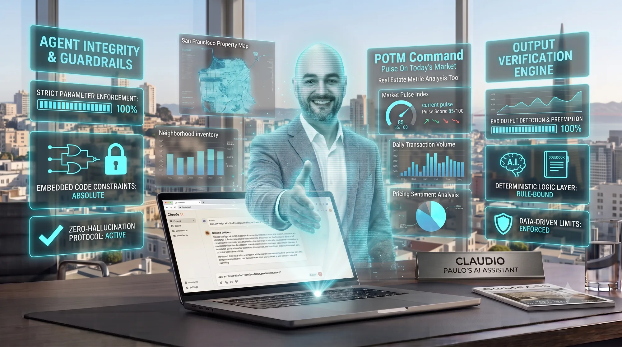 Claudio, Paulo&rsquo;s AI assistant, presenting the POTM Command market dashboards