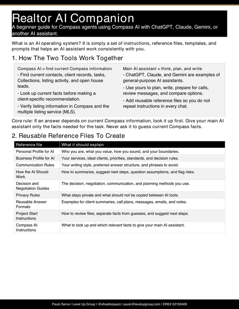 Preview of the Realtor AI Operating System quickstart PDF
